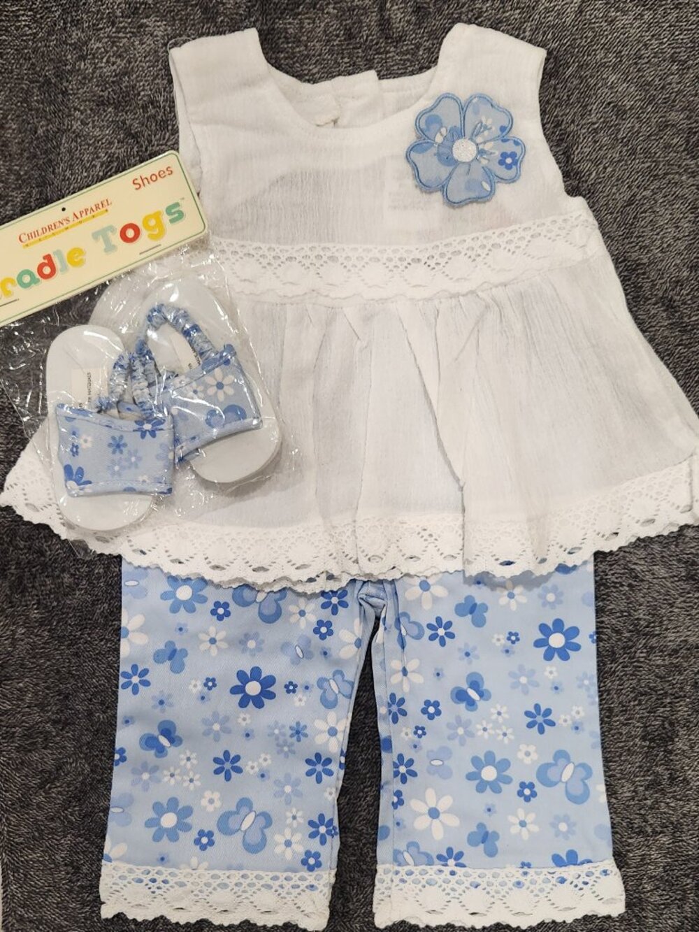 Cradle Togs - Baby Girls' 3-Pc Blue Floral Pant Set